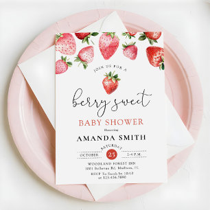 Berry Sweet Summer Strawberry Baby Invitation