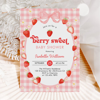 Berry Sweet Summer Strawberry Baby Shower Invitation