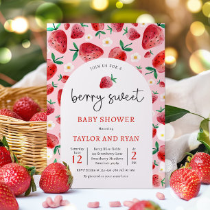 Berry Sweet Summer Strawberry Baby Shower Invitation