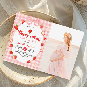 Berry Sweet Summer Strawberry Baby Shower Photo Invitation