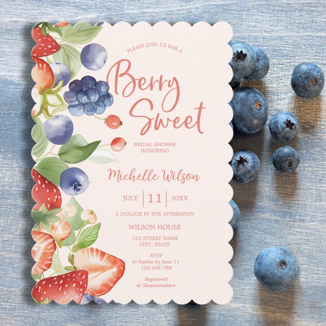 Berry Sweet Summer Wild Berries & Flowers Bridal  Invitation (Creator Uploaded)