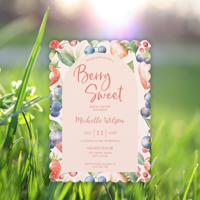 Berry Sweet Summer Wild Berries & Flowers Bridal  Invitation (Creator Uploaded)
