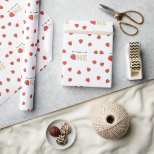 Berry sweet to be one minimal 1st birthday  wrapping paper