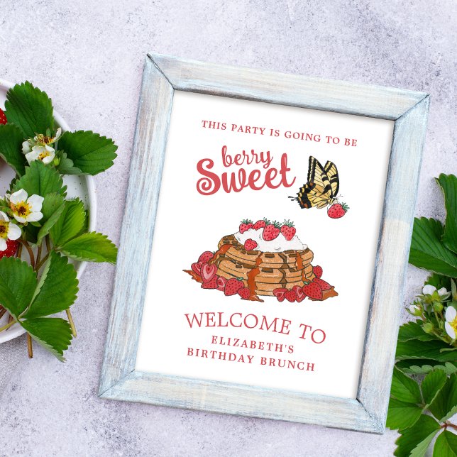 Berry Sweet Waffles and Butterfly Birthday Welcome Poster (Creator Uploaded)