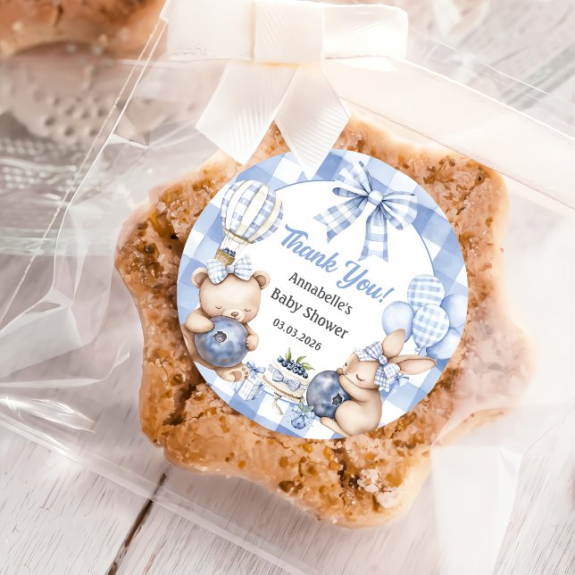 Berry Sweet Watercolor Blueberry Baby Shower Classic Round Sticker (Creator Uploaded)