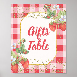 Berry Sweet Watercolor Strawberry Gifts Table Sign