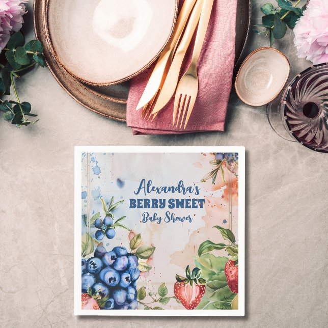 Berry Sweet  Wild Berries & Flowers Baby Shower Napkin (Creator Uploaded)