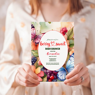 Berry Sweet Wildflower Watercolor Baby Shower Invitation