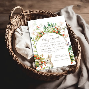 Berry Sweet Woodland Baby Shower Strawberry Invitation