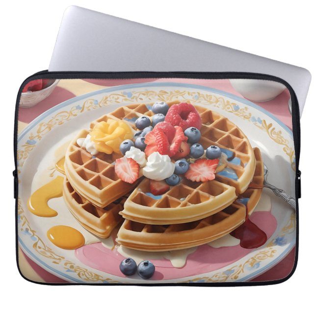 Berry Waffle Breakfast Plate Laptop Sleeve (Front)