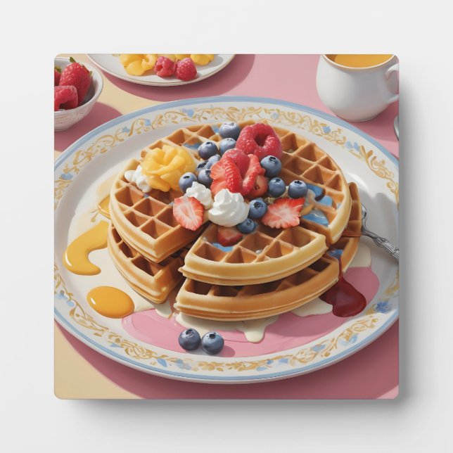 Berry Waffle Breakfast Plate Plaque (Front)