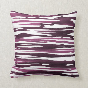 Berry Watercolor Abstract Stripes Pillow