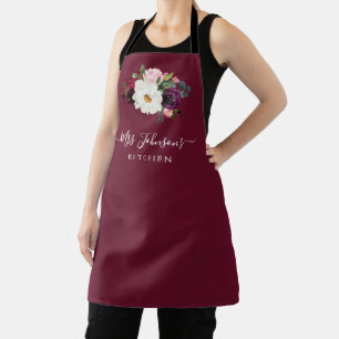 berry watercolor floral personalised kitchen Apron
