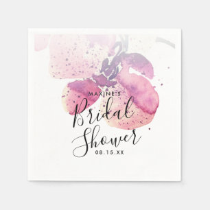 Berry Watercolor Orchid Bridal Shower Napkins