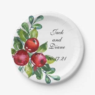 Berry Watercolor Stems Paper Plate