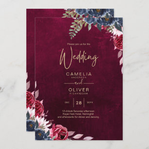 Berry Wine Floral Wedding Invitation