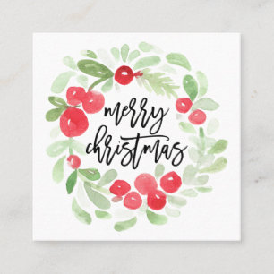 Berry Wreath Merry Christmas Watercolor Gift Tag