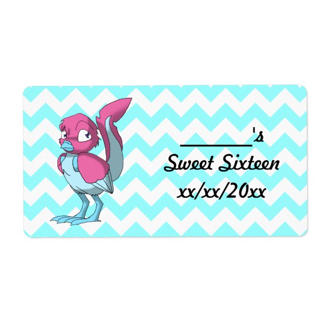 Berry Yogurt/Ice Blue Reptilian Bird Water Bottle (Front)