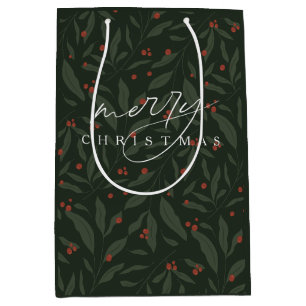 Berryful Botanical Merry Christmas Medium Gift Bag
