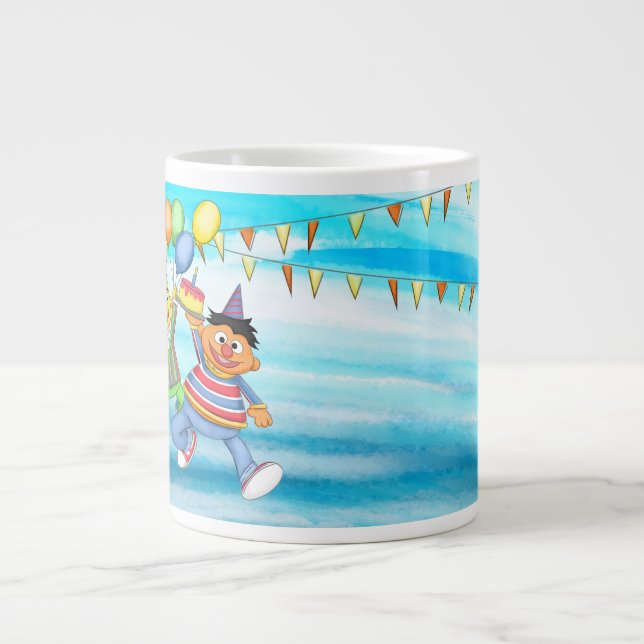 Bert and Ernie Birthday Balloons Large Coffee Mug (Front)