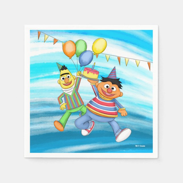 Bert and Ernie Birthday Balloons Napkin (Front)