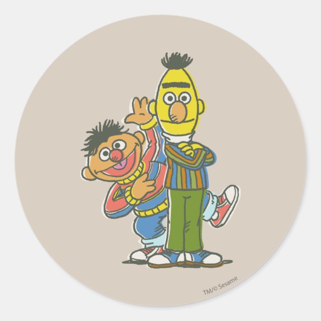 Bert and Ernie Classic Style Classic Round Sticker (Front)