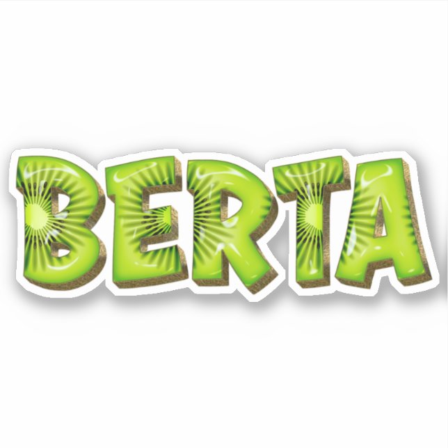 Berta Name Kiwi Design Sticker (Front)
