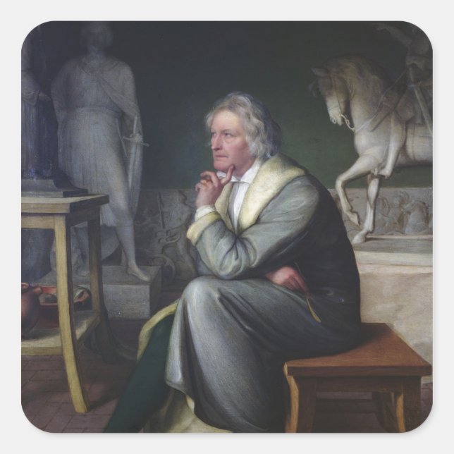 Bertel Thorvaldsen in his studio at Rome, 1834 Square Sticker (Front)