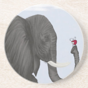 Bertha The Adorable Elephant And Cute Ladybug Coaster