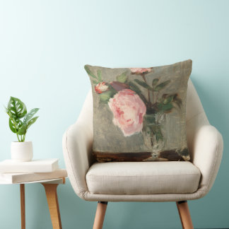 Berthe Morisot, Aesthetic peonies painting  Cushion