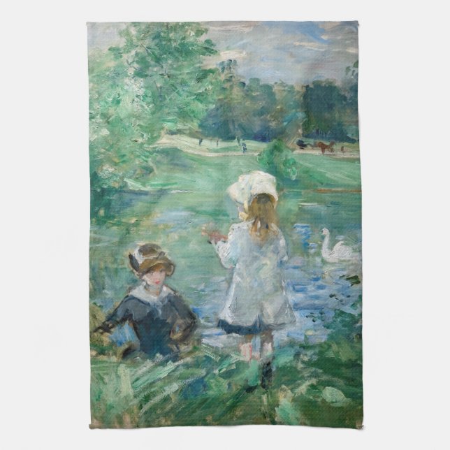 Berthe Morisot - Beside a Lake Tea Towel (Vertical)
