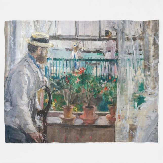 Berthe Morisot - Eugene Manet on the Isle of Wight Fleece Blanket (Front (Horizontal))