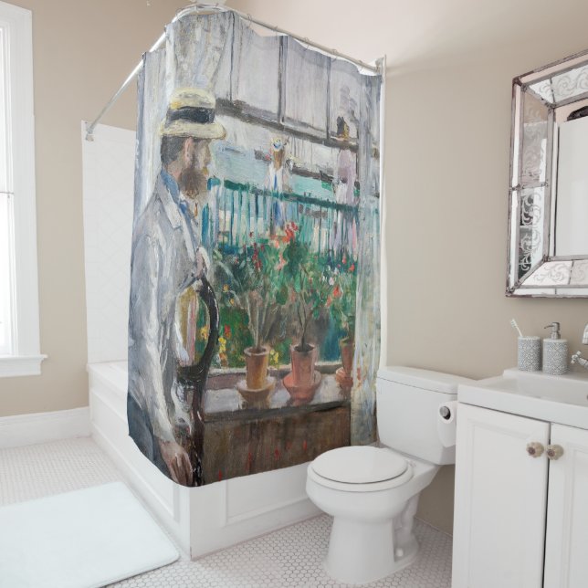 Berthe Morisot - Eugene Manet on the Isle of Wight Shower Curtain (In Situ)