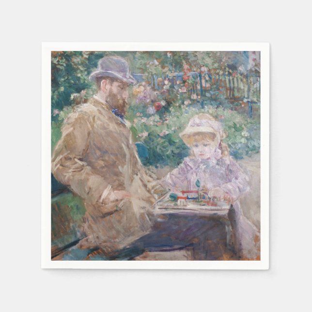 Berthe Morisot - Eugene Manet with his daughter Napkin (Front)