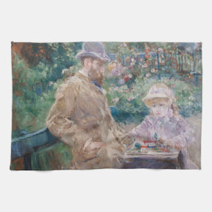 Berthe Morisot - Eugene Manet with his daughter Tea Towel