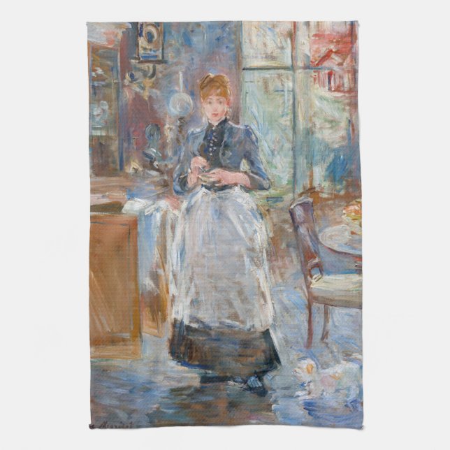 Berthe Morisot - In the Dining Room Tea Towel (Vertical)