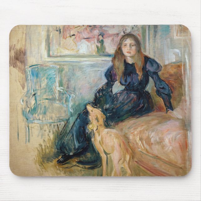 Berthe Morisot - Julie and her Greyhound Laerte Mouse Pad (Front)