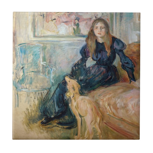 Berthe Morisot - Julie and her Greyhound Laerte Tile (Front)