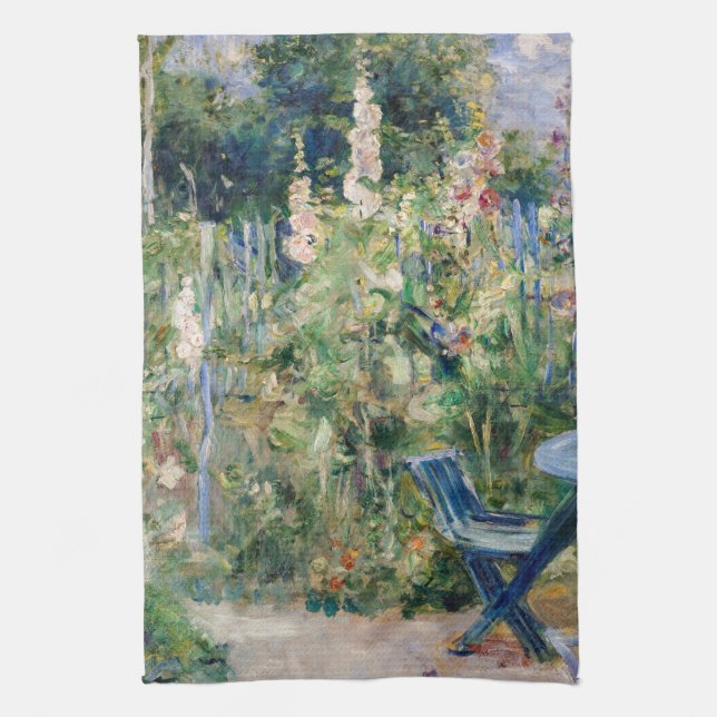 Berthe Morisot - Roses Tremieres Tea Towel (Vertical)