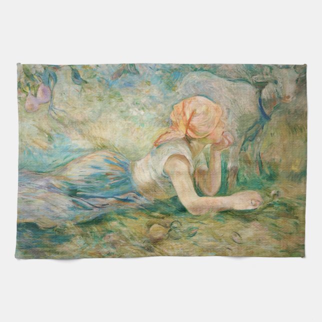 Berthe Morisot - Shepherdess Resting Tea Towel (Horizontal)