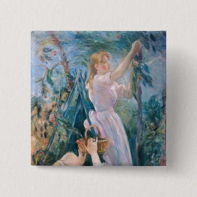Berthe Morisot - The Cherry Picker 15 Cm Square Badge (Front)