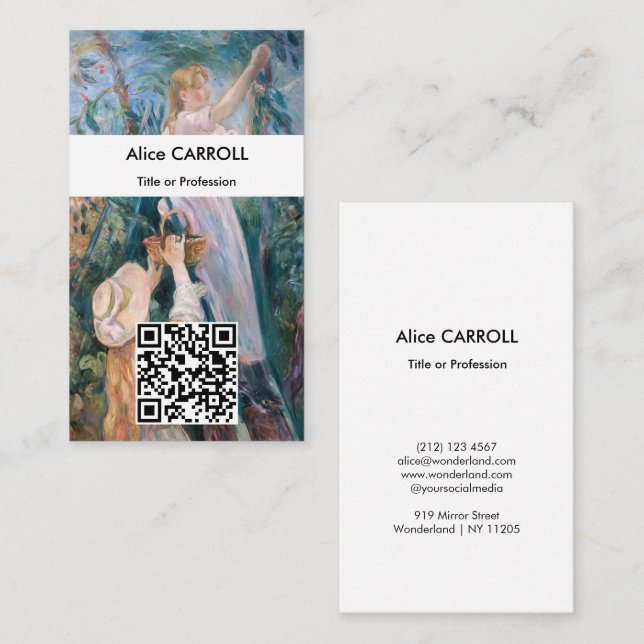 Berthe Morisot - The Cherry Picker - QR Code Business Card (Front/Back)