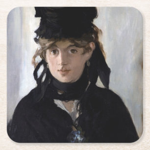 Berthe Morisot With a Bouquet of Violets, Manet Square Paper Coaster