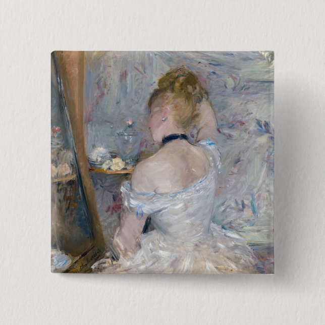 Berthe Morisot - Woman at Her Toilette 15 Cm Square Badge (Front)
