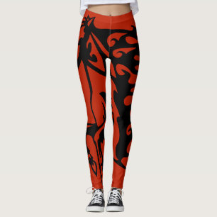 Beryllium Orange Pony Horse Bronco Steed Lineart Leggings