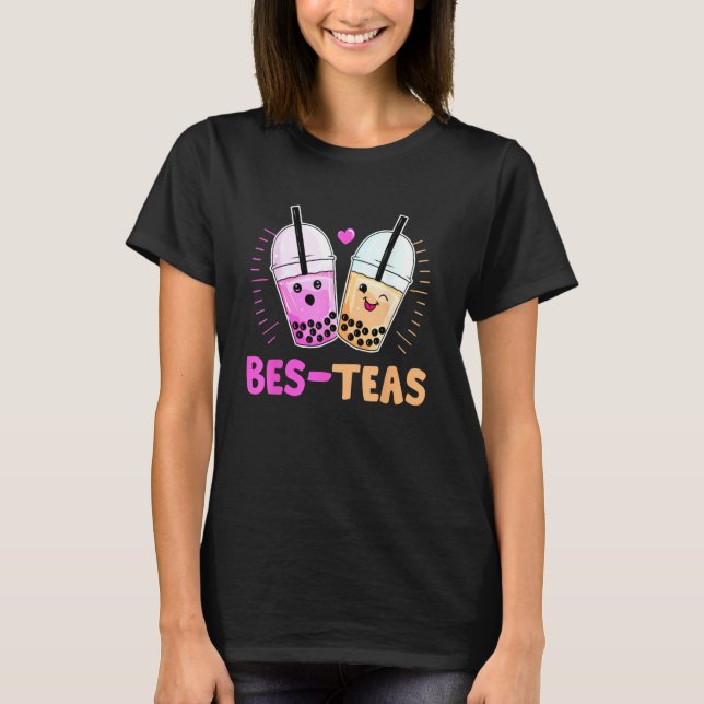 Bes Teas Besties Bubble Tea Cute Boba Best Friends T-Shirt (Front)