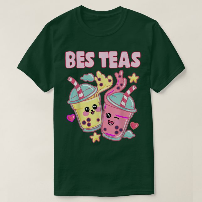 Bes Teas Cute Bubble Tea Besties Best Friend Kawai T-Shirt (Design Front)