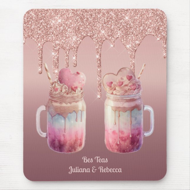 Bes Teas Yummy Boba Bubble Milk Tea Dessert  Mouse Pad (Front)