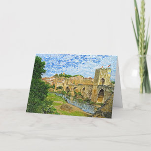 Besalu Spain-Coloured Pencil Card