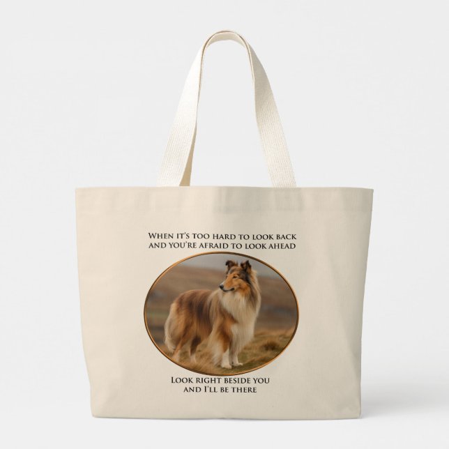 Beside You Collie Large Tote Bag (Back)